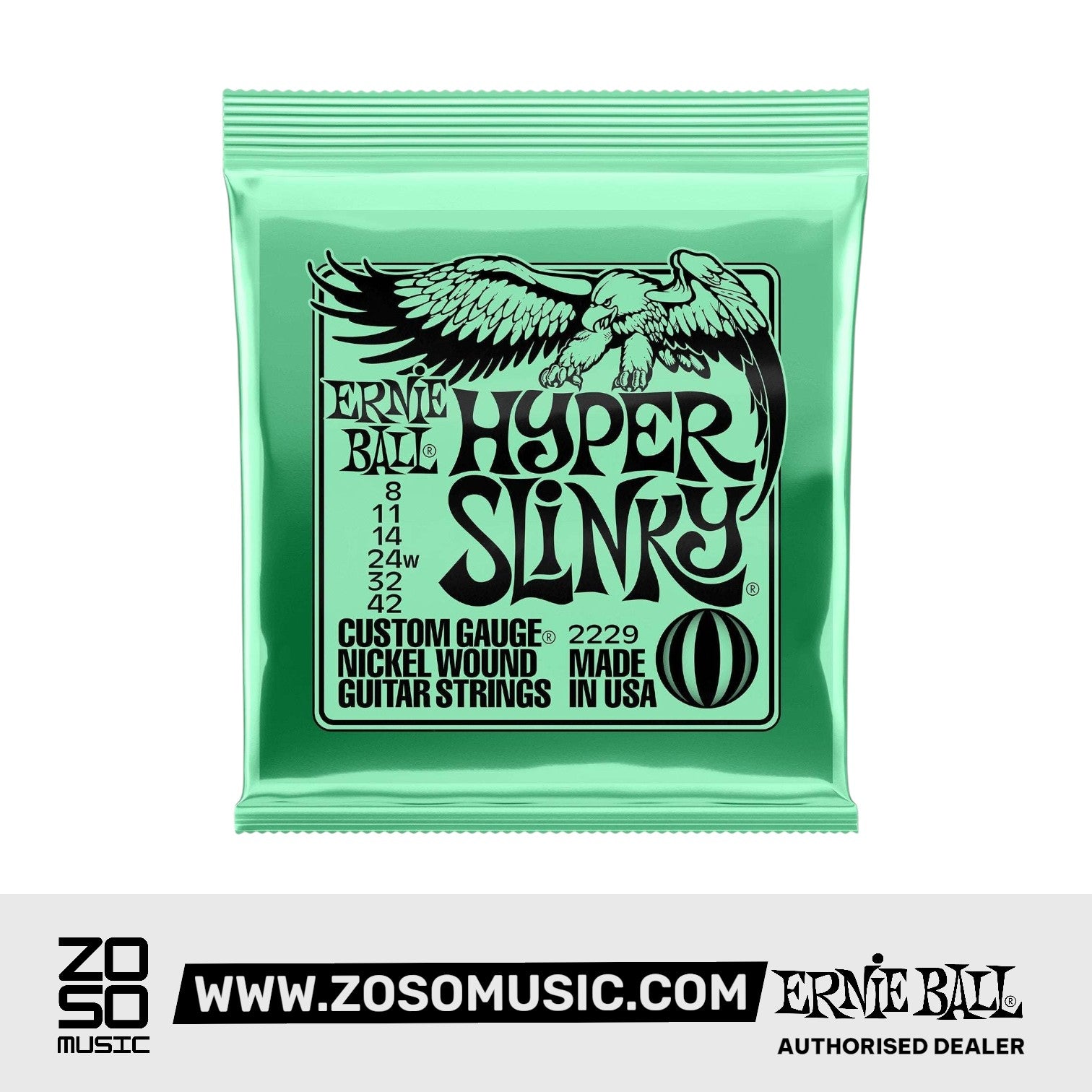 Ernie Ball Hyper Slinky Nickel Wound Electric Guitar Strings 8-42 | Zoso Music Sdn Bhd