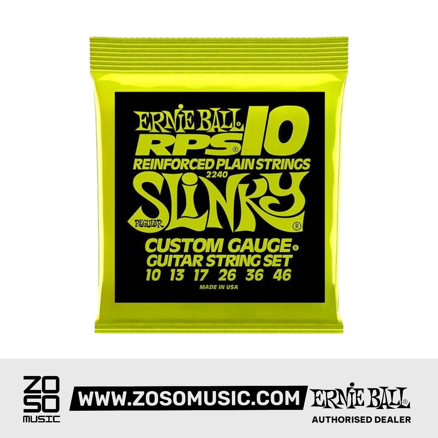Ernie Ball Regular Slinky RPS Nickel Wound Electric Guitar Strings, 10-46 | Zoso Music Sdn Bhd