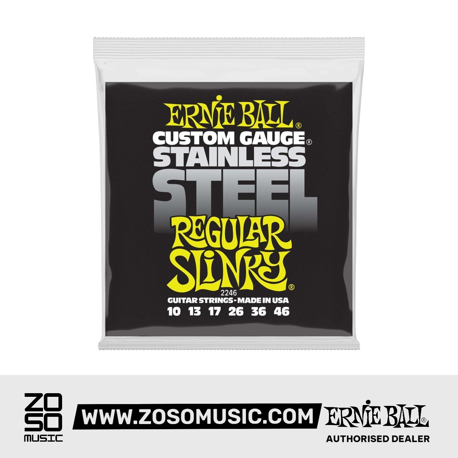 Ernie Ball Regular Slinky Stainless Steel Wound Electric Guitar Strings, 10-46 | Zoso Music Sdn Bhd