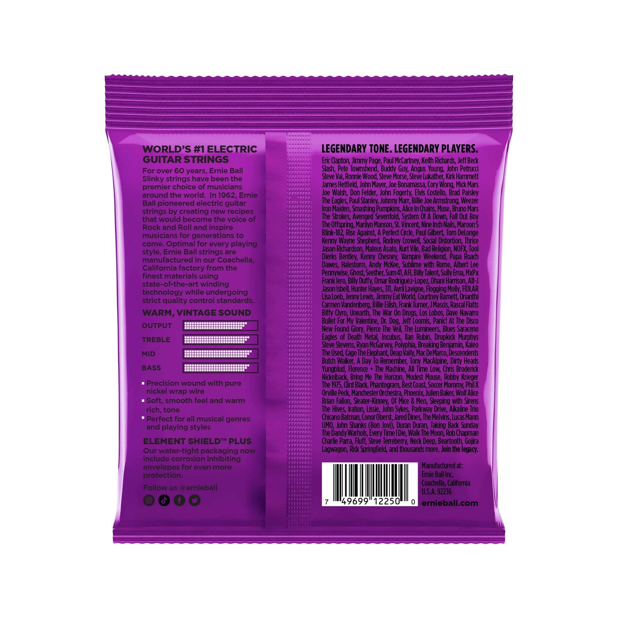Ernie Ball Power Slinky Classic Rock N Roll Pure Nickel Wrap Electric Guitar Strings, 11-48
