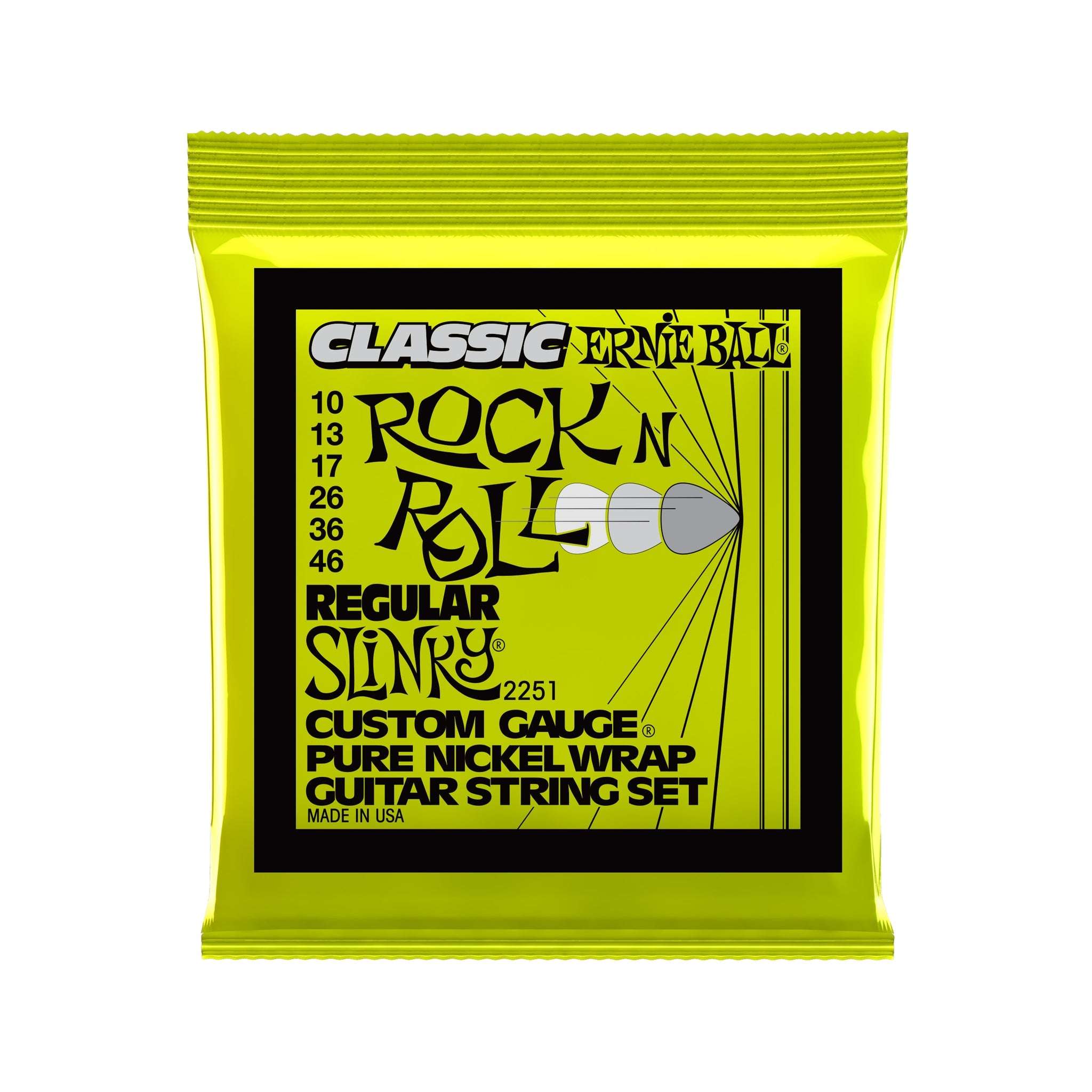 Ernie Ball Regular Slinky Classic Rock N Roll Pure Nickel Wrap Electric Guitar Strings, 10-46 | Zoso Music Sdn Bhd