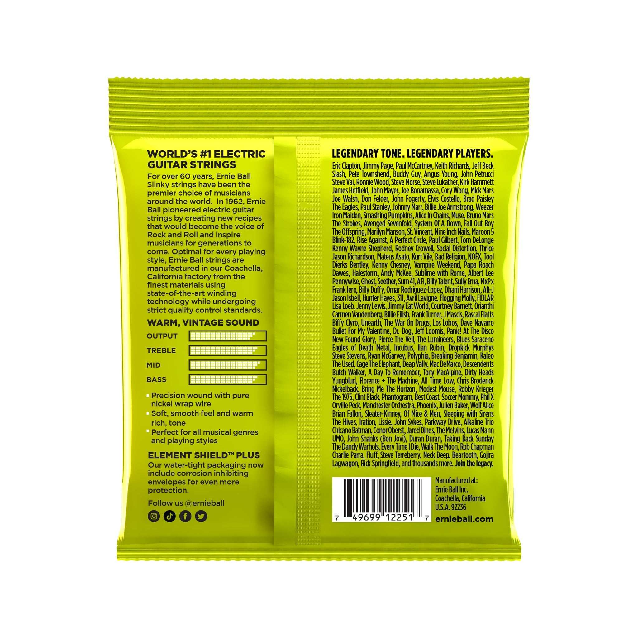 Ernie Ball Regular Slinky Classic Rock N Roll Pure Nickel Wrap Electric Guitar Strings, 10-46