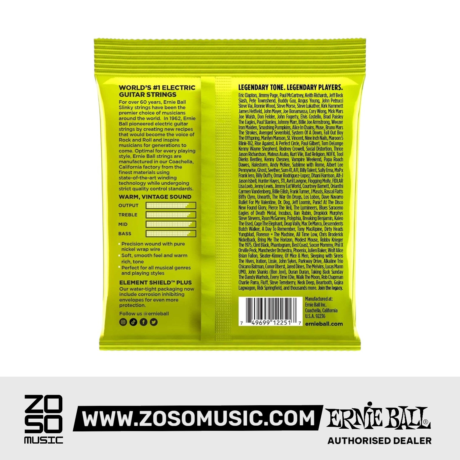 Ernie Ball Regular Slinky Classic Rock N Roll Pure Nickel Wrap Electric Guitar Strings, 10-46