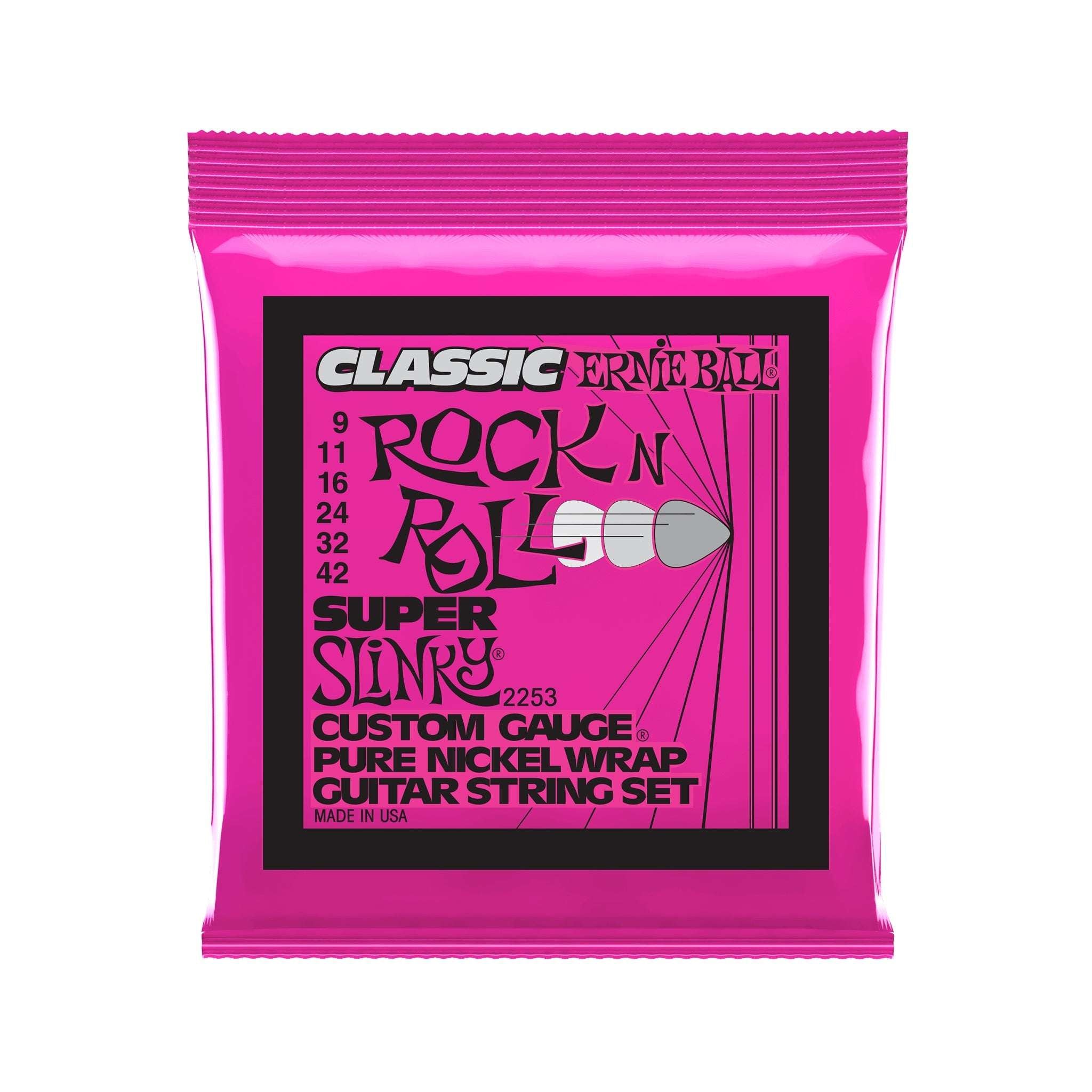 Ernie Ball Super Slinky Classic Rock n Roll Pure Nickel Electric Guitar Strings, 9-42 | Zoso Music Sdn Bhd