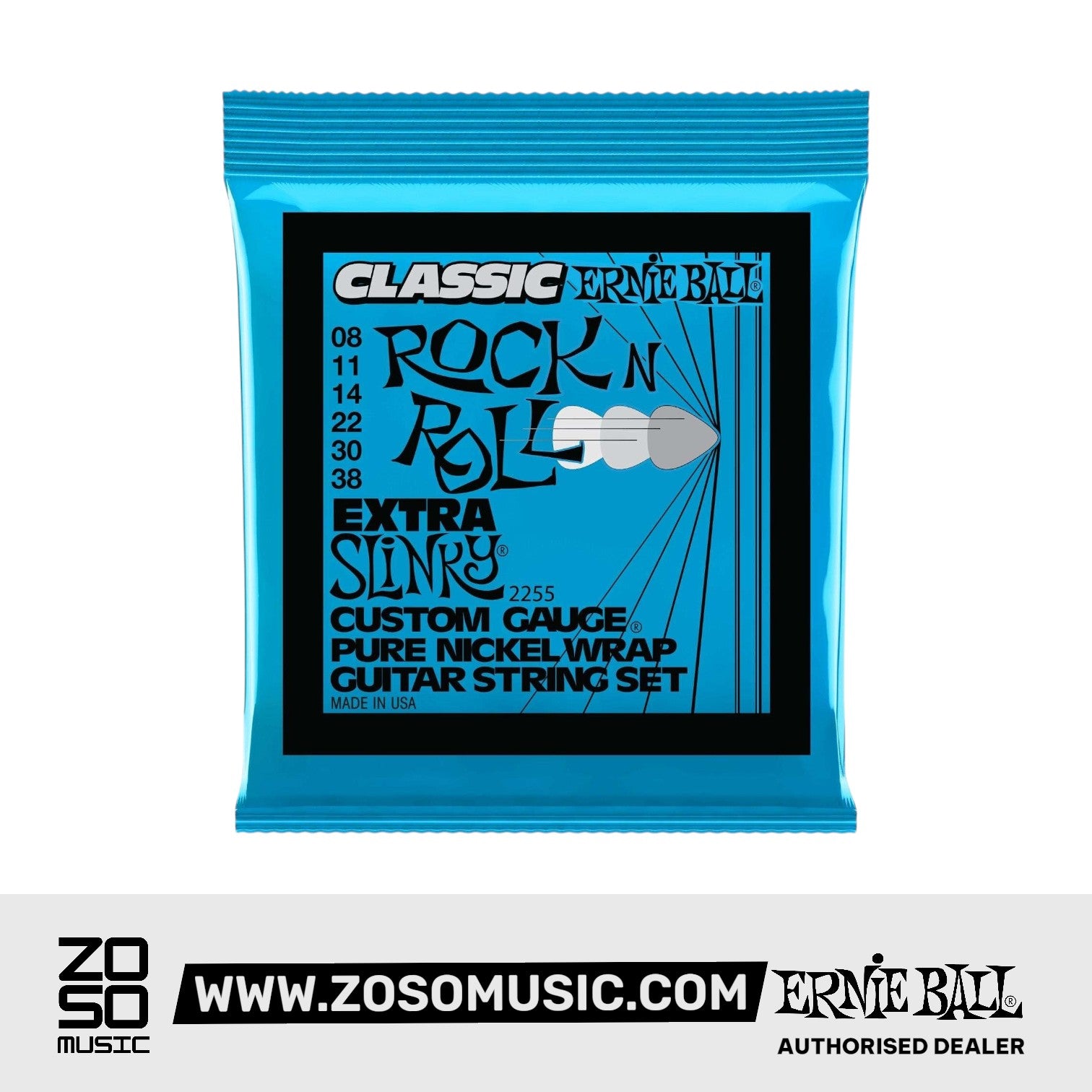 Ernie Ball Extra Slinky Classic Pure Nickel Electric Guitar Strings, 8-38 | Zoso Music Sdn Bhd