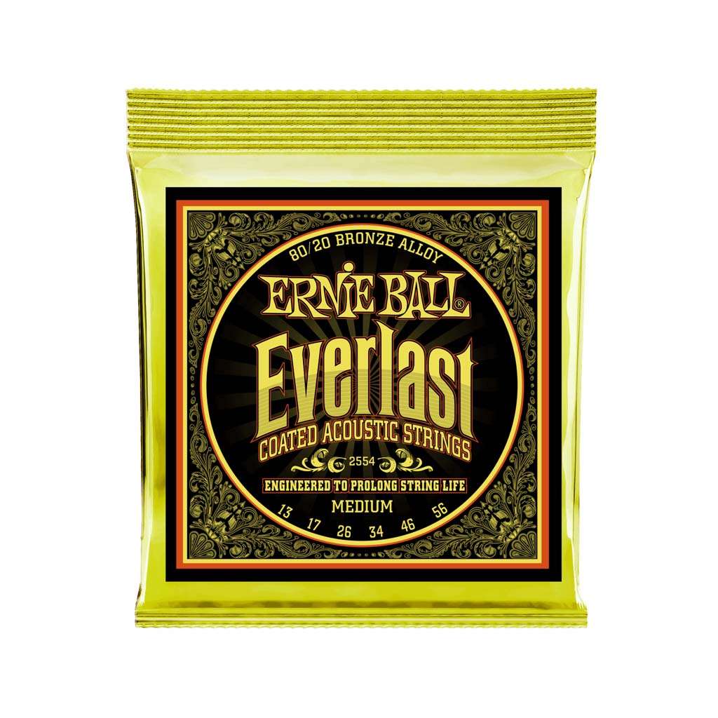 Ernie Ball Everlast Medium Coated Phosphor Bronze Acoustic Guitar Strings, 13-56 | Zoso Music Sdn Bhd