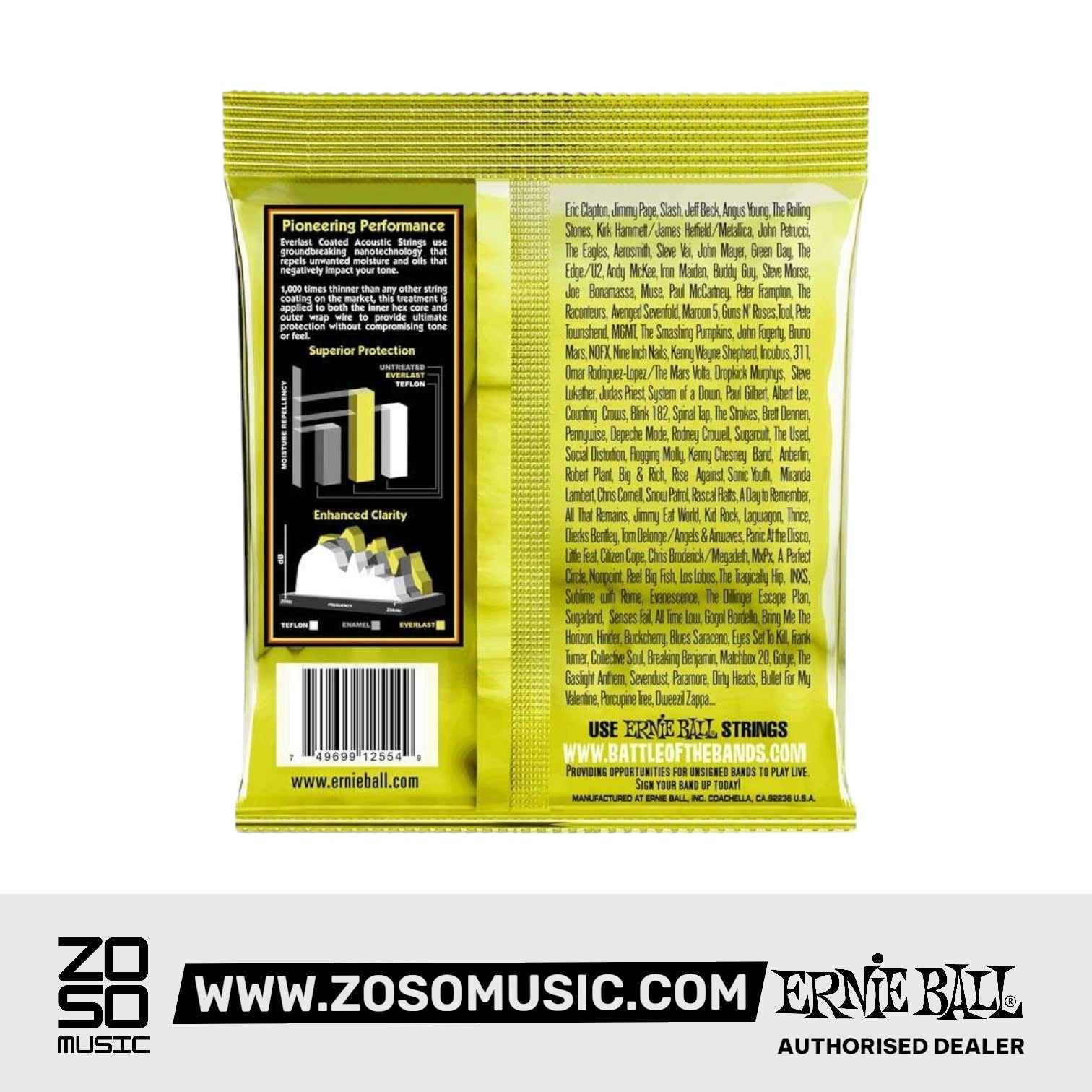 Ernie Ball Everlast Medium Coated Phosphor Bronze Acoustic Guitar Strings, 13-56