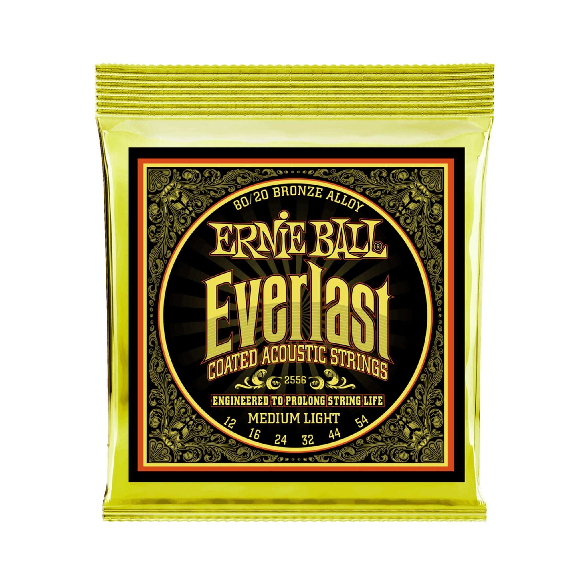 Ernie Ball Everlast Medium Light Coated Phosphor Bronze Acoustic Guitar Strings, 12-54 | Zoso Music Sdn Bhd