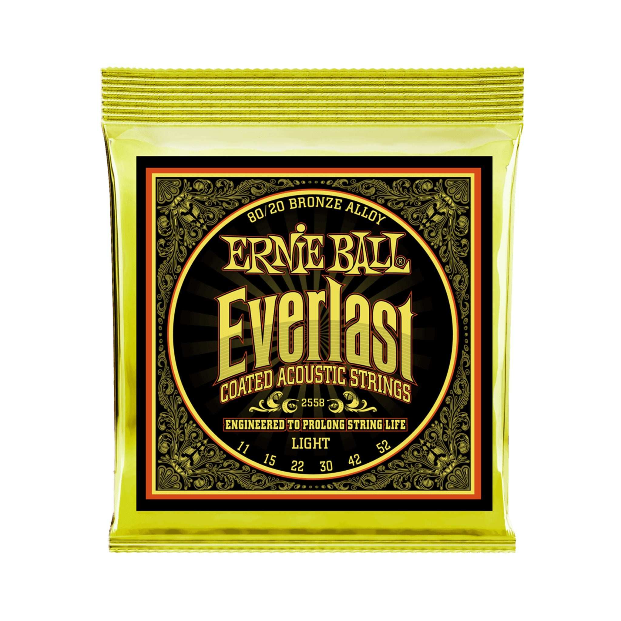 Ernie Ball Everlast Light Coated Phosphor Bronze Acoustic Guitar Strings, 11-52 | Zoso Music Sdn Bhd