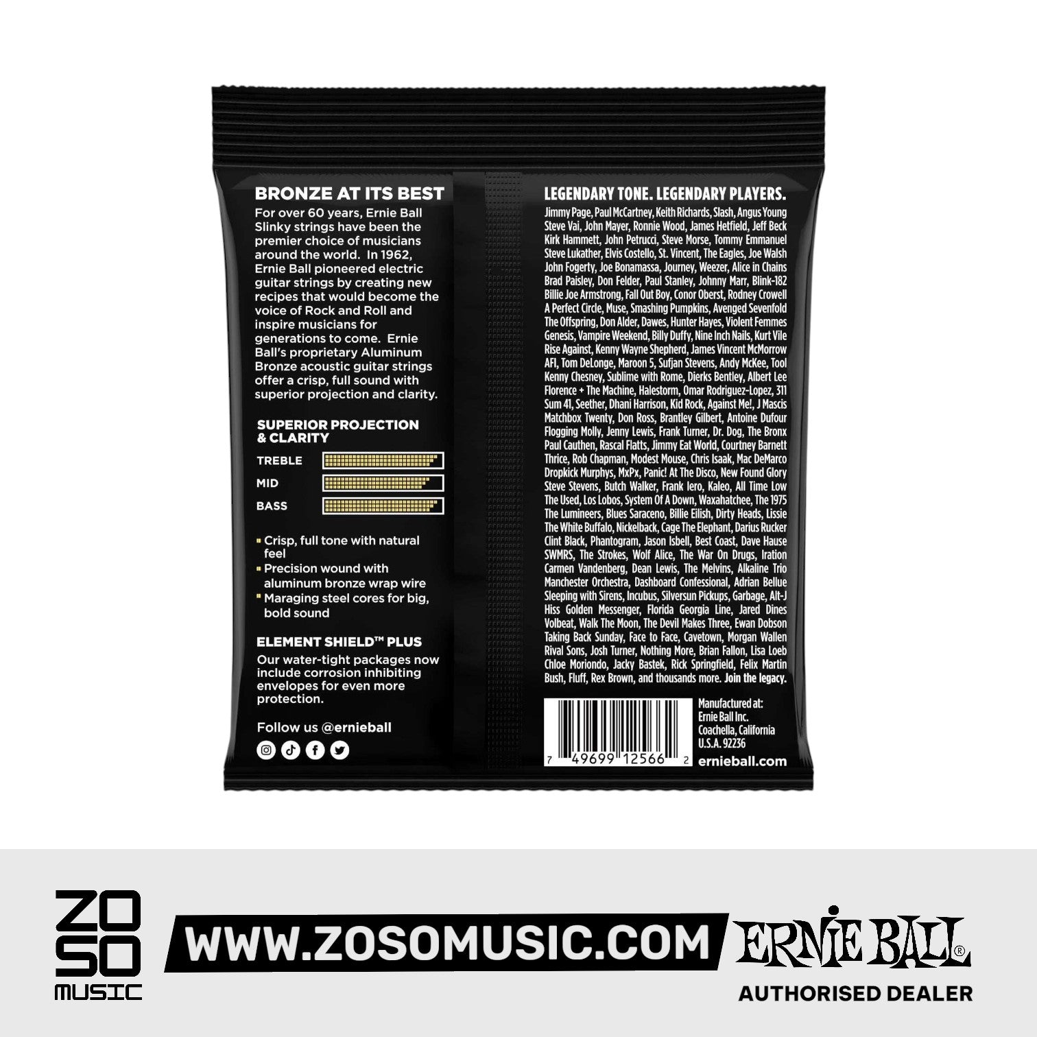 Ernie Ball Medium Light Aluminum Bronze Acoustic Guitar Strings, 12-54