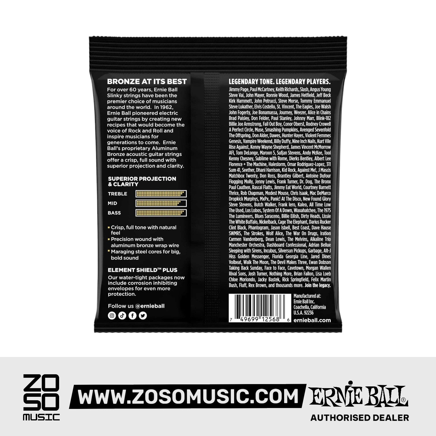 Ernie Ball Light Aluminum Bronze Acoustic Guitar Strings, 11-52