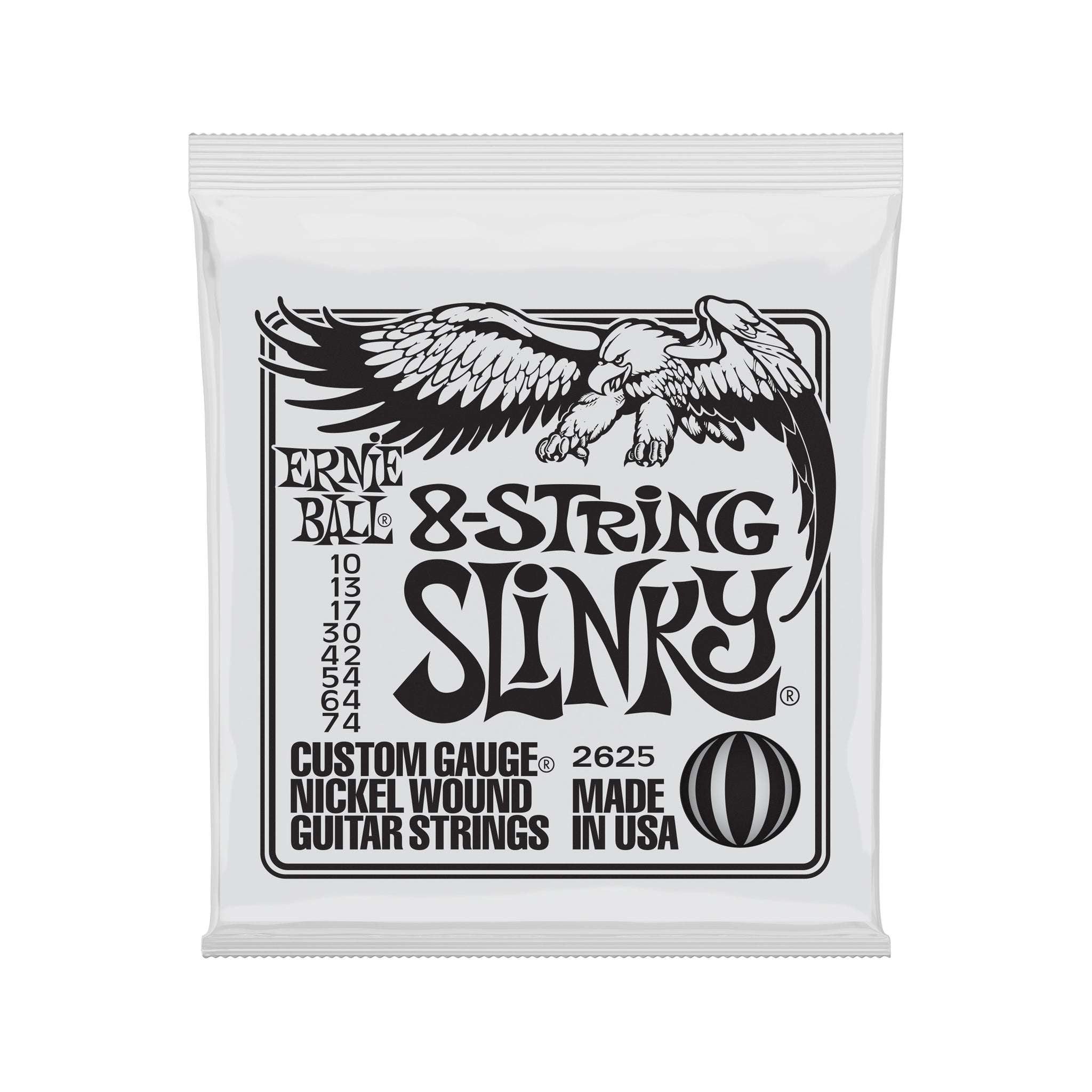 Ernie Ball Slinky 8-String Nickel Wound Electric Guitar Strings, 10-74 | Zoso Music Sdn Bhd