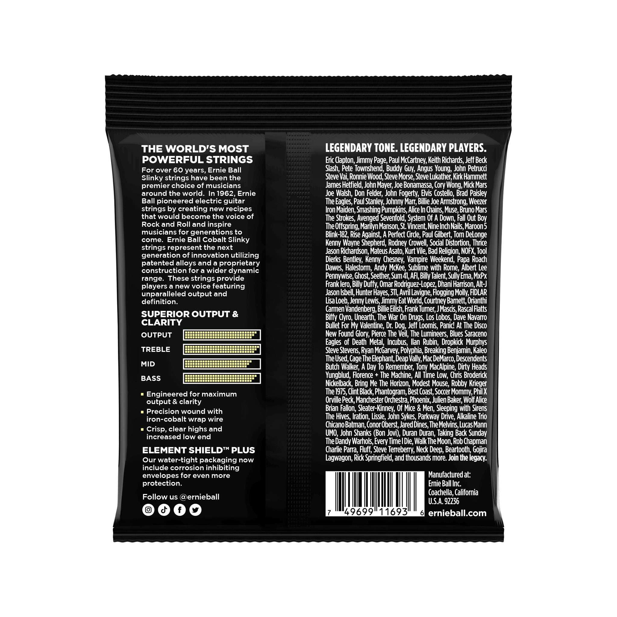 Ernie Ball Mammoth Slinky Cobalt Electric Guitar Strings, 12-62