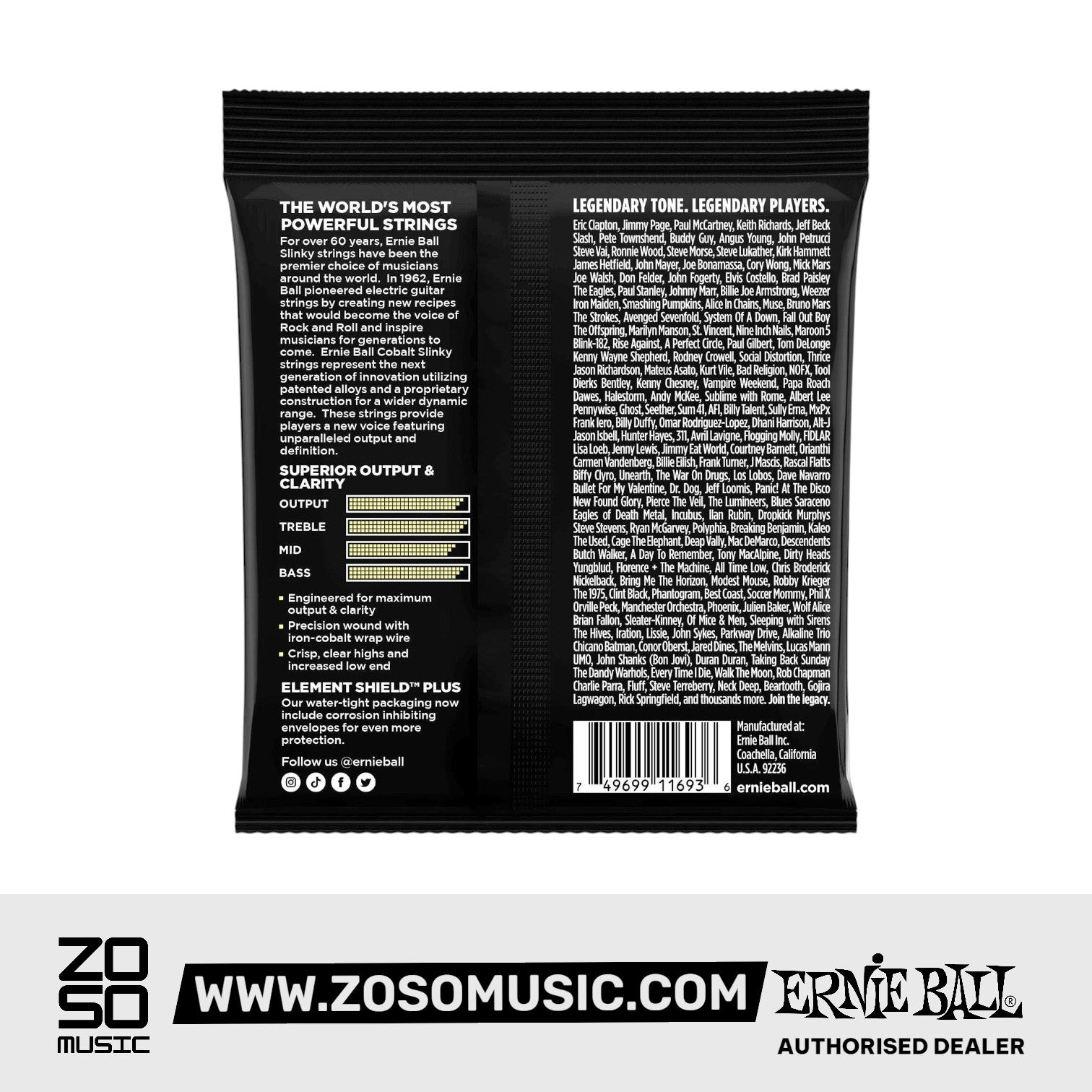 Ernie Ball Mammoth Slinky Cobalt Electric Guitar Strings, 12-62
