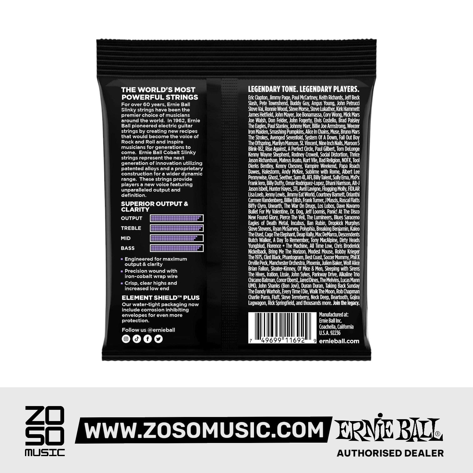 Ernie Ball Ultra Slinky Cobalt Electric Guitar Strings, 10-48
