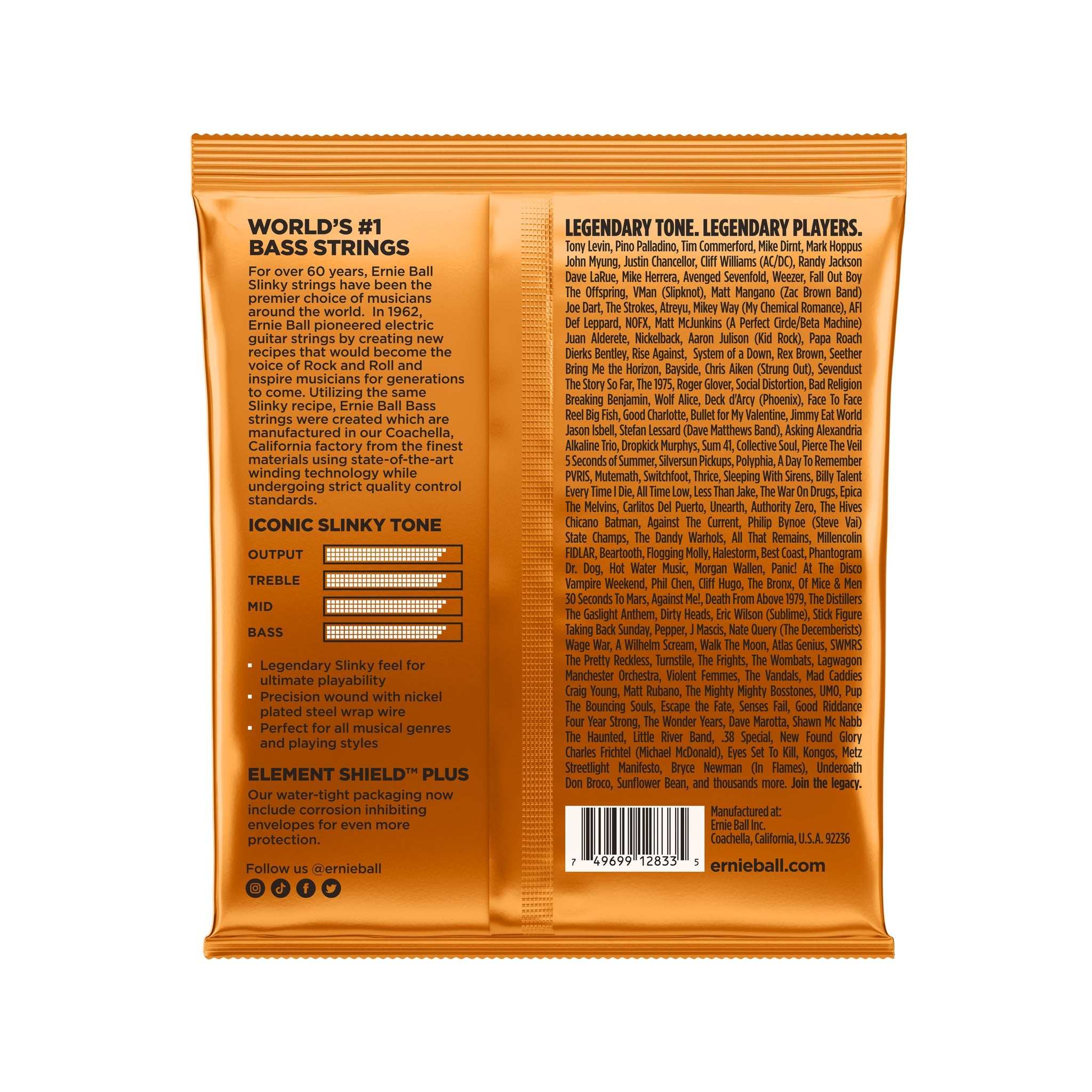 Ernie Ball Hybrid Slinky Nickel Wound Electric Bass Strings, 45-105