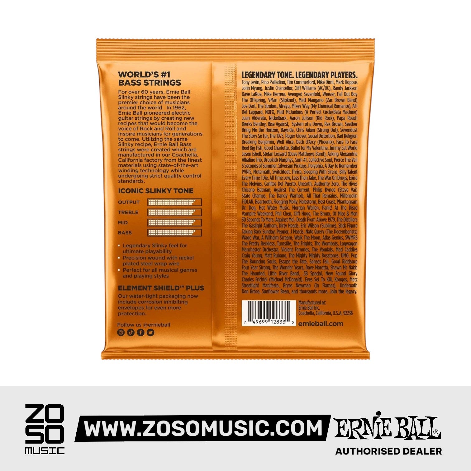 Ernie Ball Hybrid Slinky Nickel Wound Electric Bass Strings, 45-105