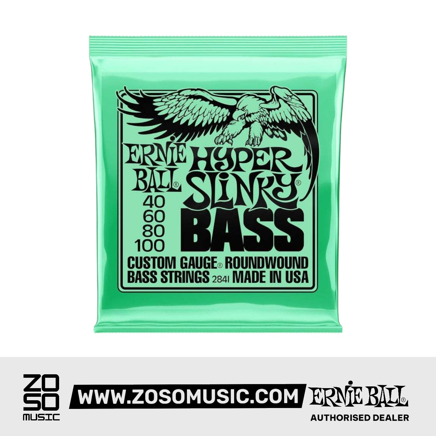 Ernie Ball Hyper Slinky Bass Nickel Wound Electric Bass Strings 40-100 | Zoso Music Sdn Bhd