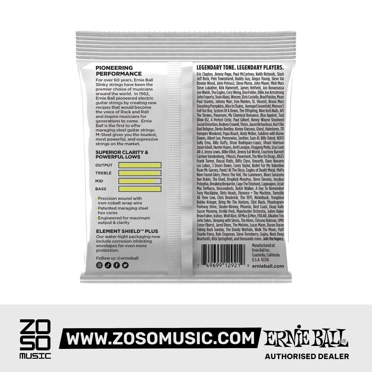 Ernie Ball Regular Slinky M-Steel Electric Guitar Strings, 10-46