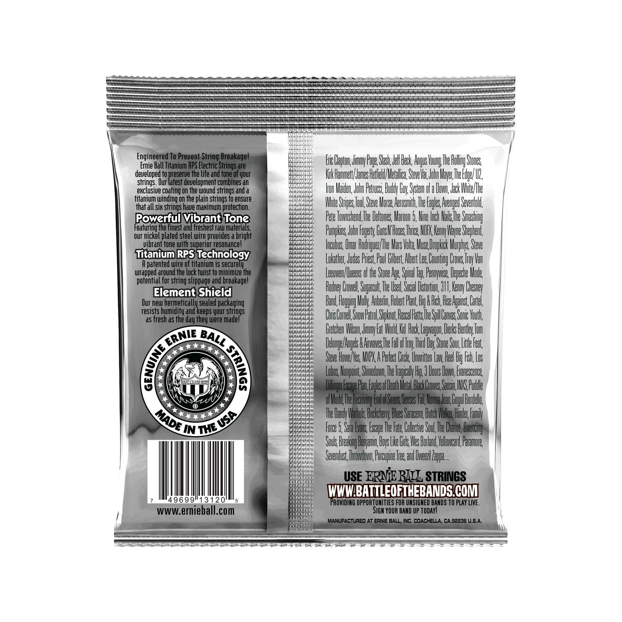 Ernie Ball Power Slinky Coated Titanium RPS Electric Guitar Strings, 11-48