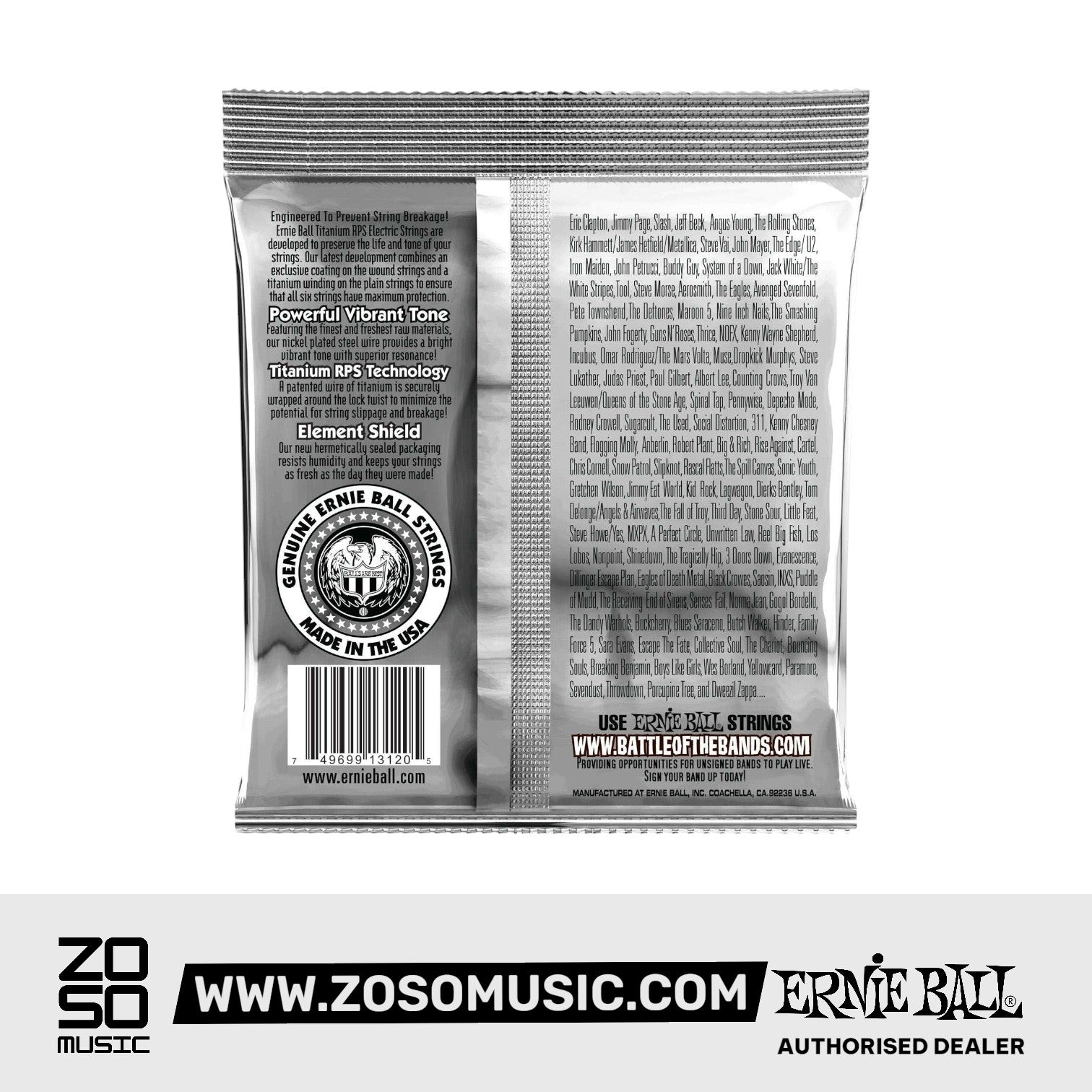 Ernie Ball Power Slinky Coated Titanium RPS Electric Guitar Strings, 11-48