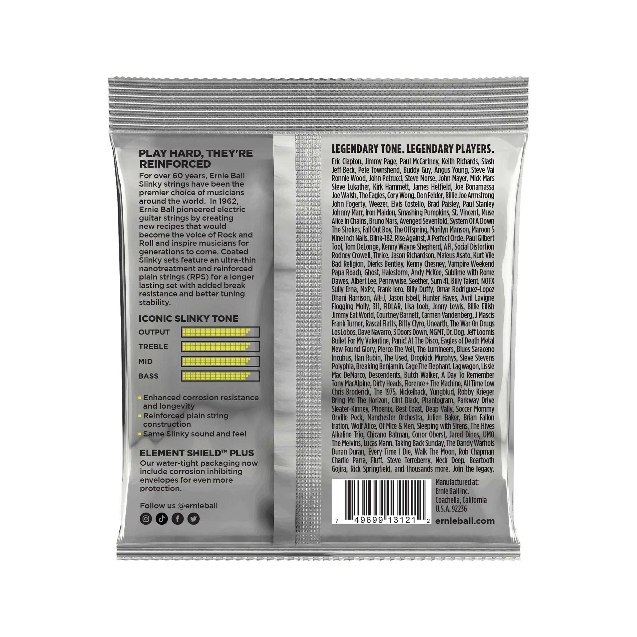 Ernie Ball Regular Slinky Titanium RPS Coated Electric Guitar Strings, 10-46