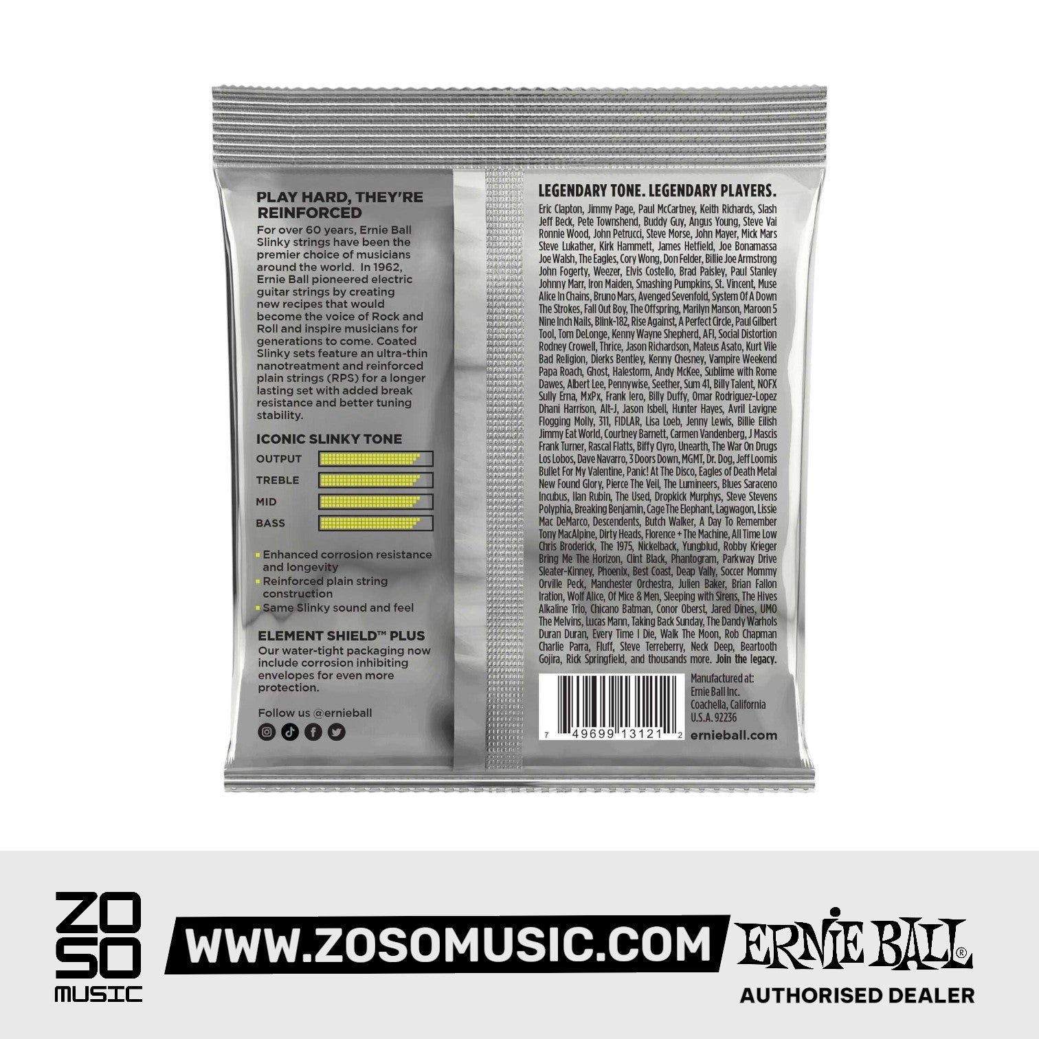 Ernie Ball Regular Slinky Titanium RPS Coated Electric Guitar Strings, 10-46
