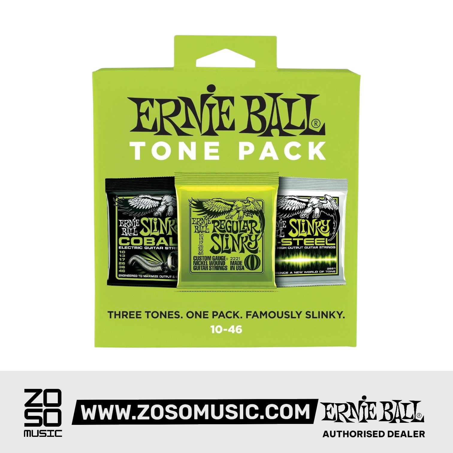 Ernie Ball Regular Slinky Tone Pack Electric Guitar Strings, 10-46 | Zoso Music Sdn Bhd