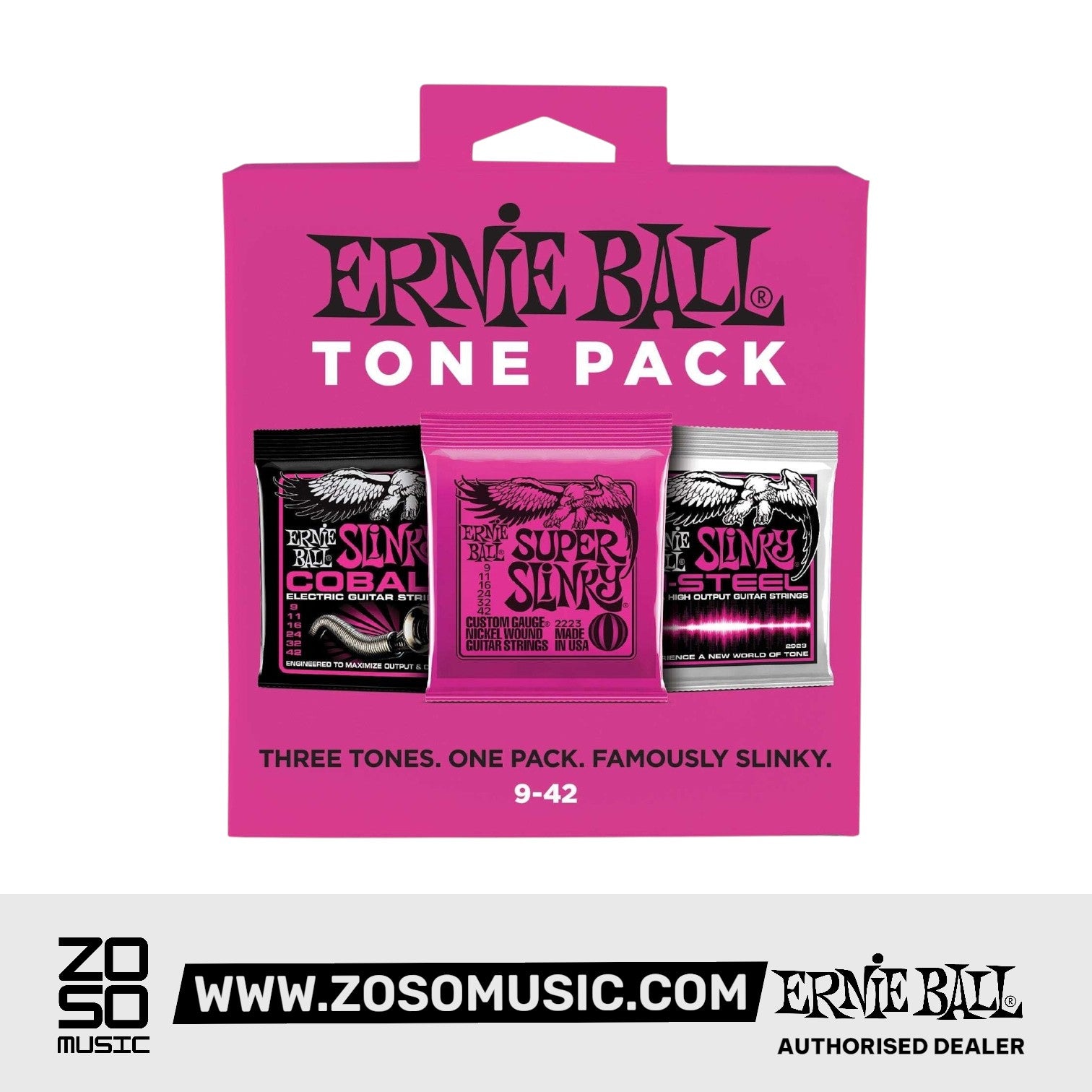 Ernie Ball Super Slinky Electric Tone Pack Guitar Strings, 9-42 | Zoso Music Sdn Bhd