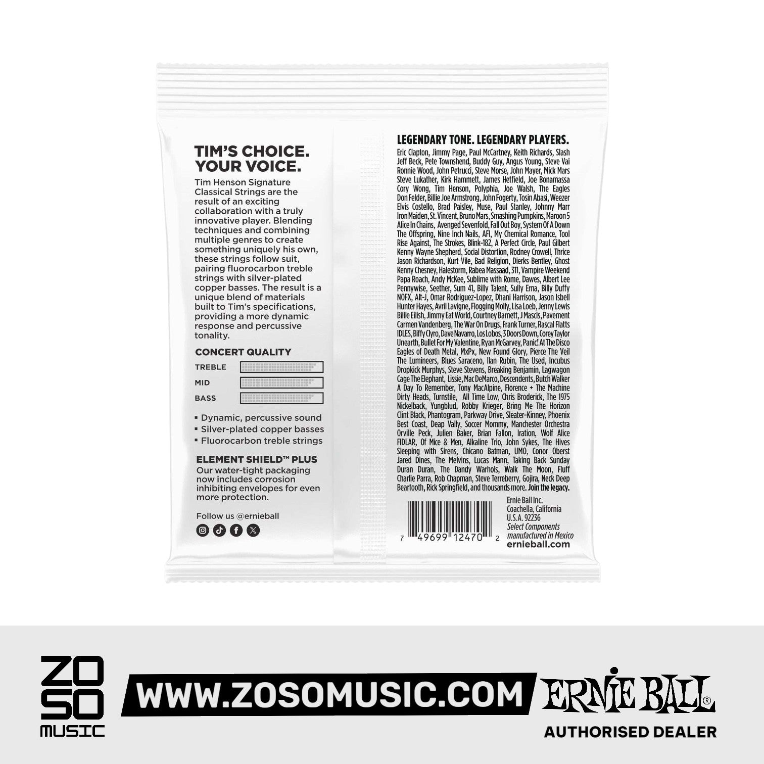Ernie Ball Tim Henson Signature Classical Guitar Strings, Medium Tension