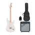 Squier Sonic Stratocaster HT Electric Guitar Bundle w/White Pickguard, Maple FB, Arctic White | Zoso Music Sdn Bhd