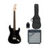 Squier Sonic Stratocaster HT H Electric Guitar Bundle w/Black Pickguard, Laurel FB, Black | Zoso Music Sdn Bhd