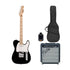 Squier Sonic Telecaster Electric Guitar Bundle w/White Pickguard, Maple FB, Black | Zoso Music Sdn Bhd