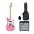 Squier Sonic Mustang HH Electric Guitar Bundle w/White Pickguard, Maple FB, Flash Pink | Zoso Music Sdn Bhd