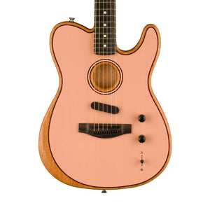 Fender FSR American Acoustasonic Telecaster Guitar w/Bag, Ebony FB, Shell Pink