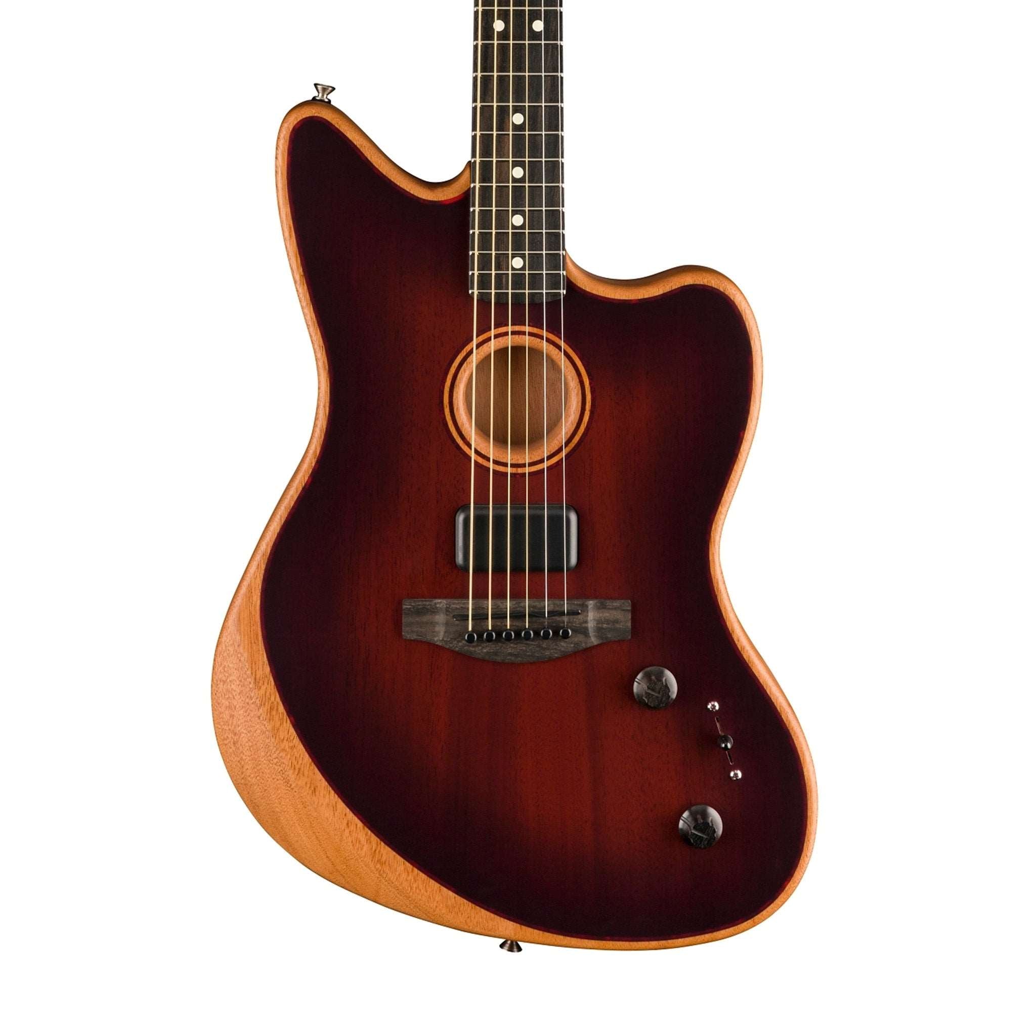 Fender American Acoustasonic Jazzmaster Acoustic-Electric Guitar w/Bag, Ebony FB, Bourbon Burst