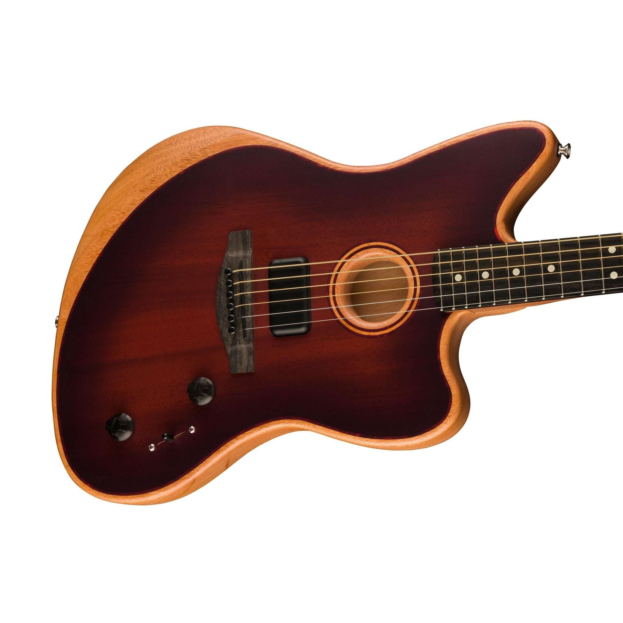 Fender American Acoustasonic Jazzmaster Acoustic-Electric Guitar w/Bag, Ebony FB, Bourbon Burst