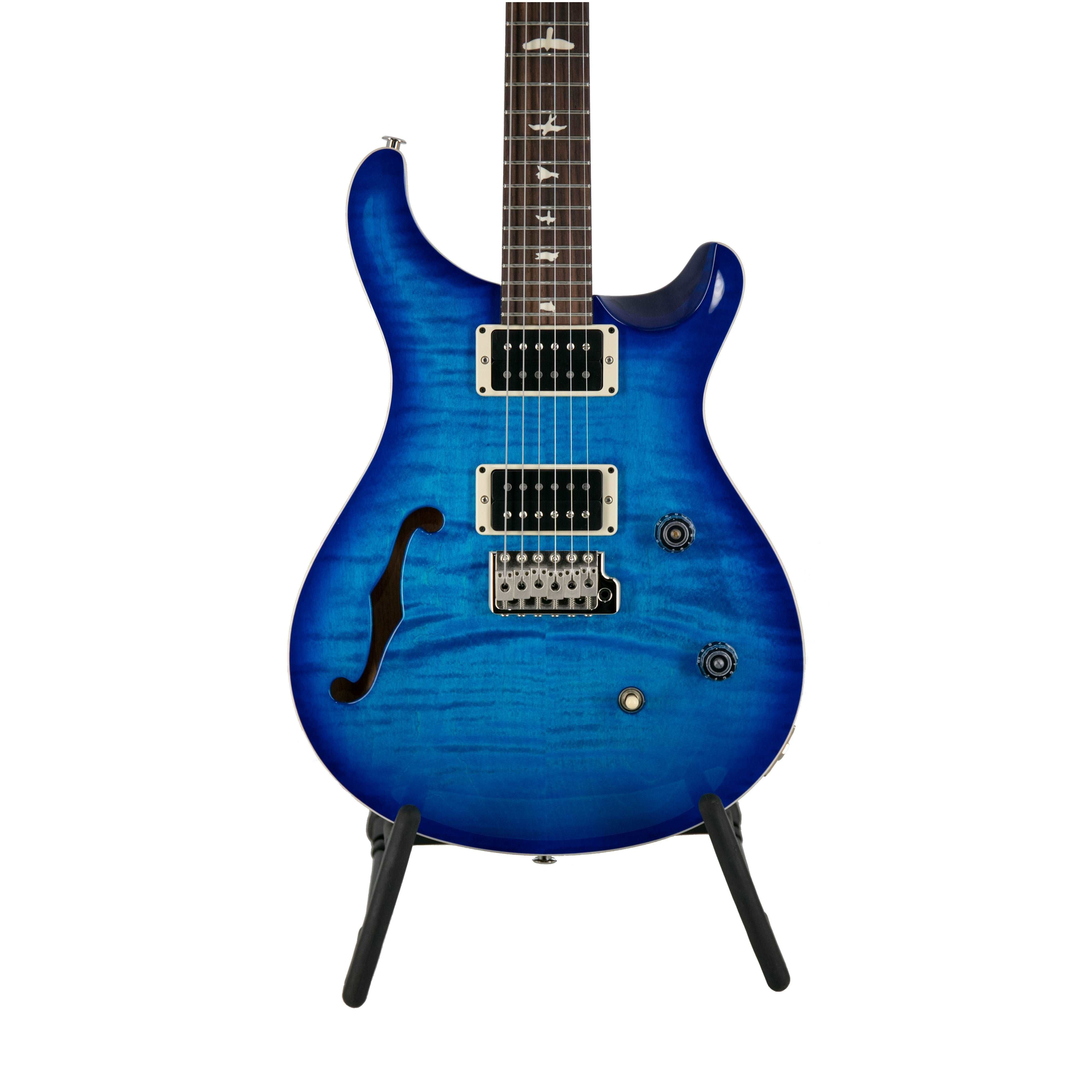 PRS CE24 Semi-Hollow Electric Guitar w/Bag, Custom Color, Blue Matteo Burst - Zoso Music