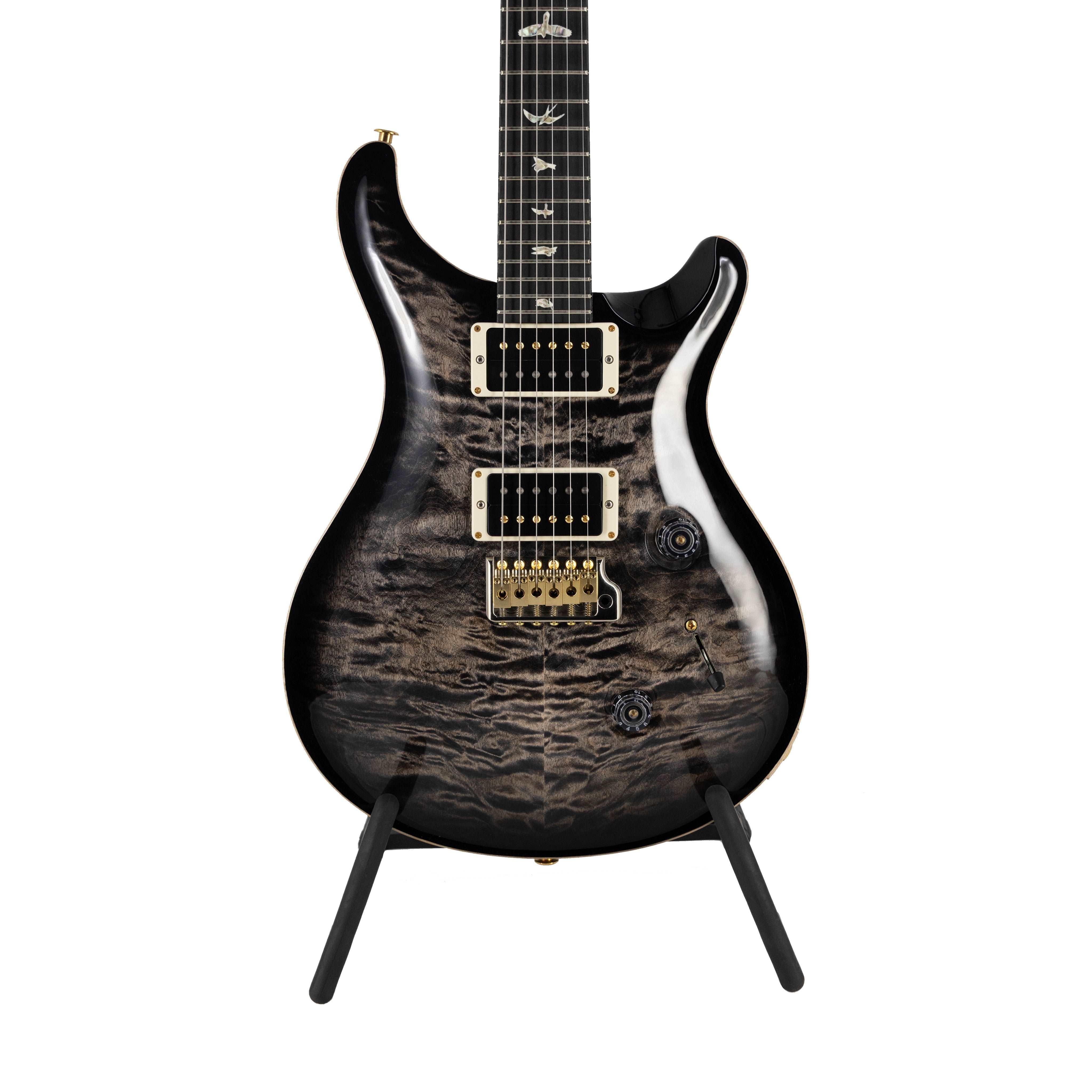 PRS Custom 24 Quilt 10 Top Electric Guitar w/Stained Maple Neck, Charcoal Burst - Zoso Music