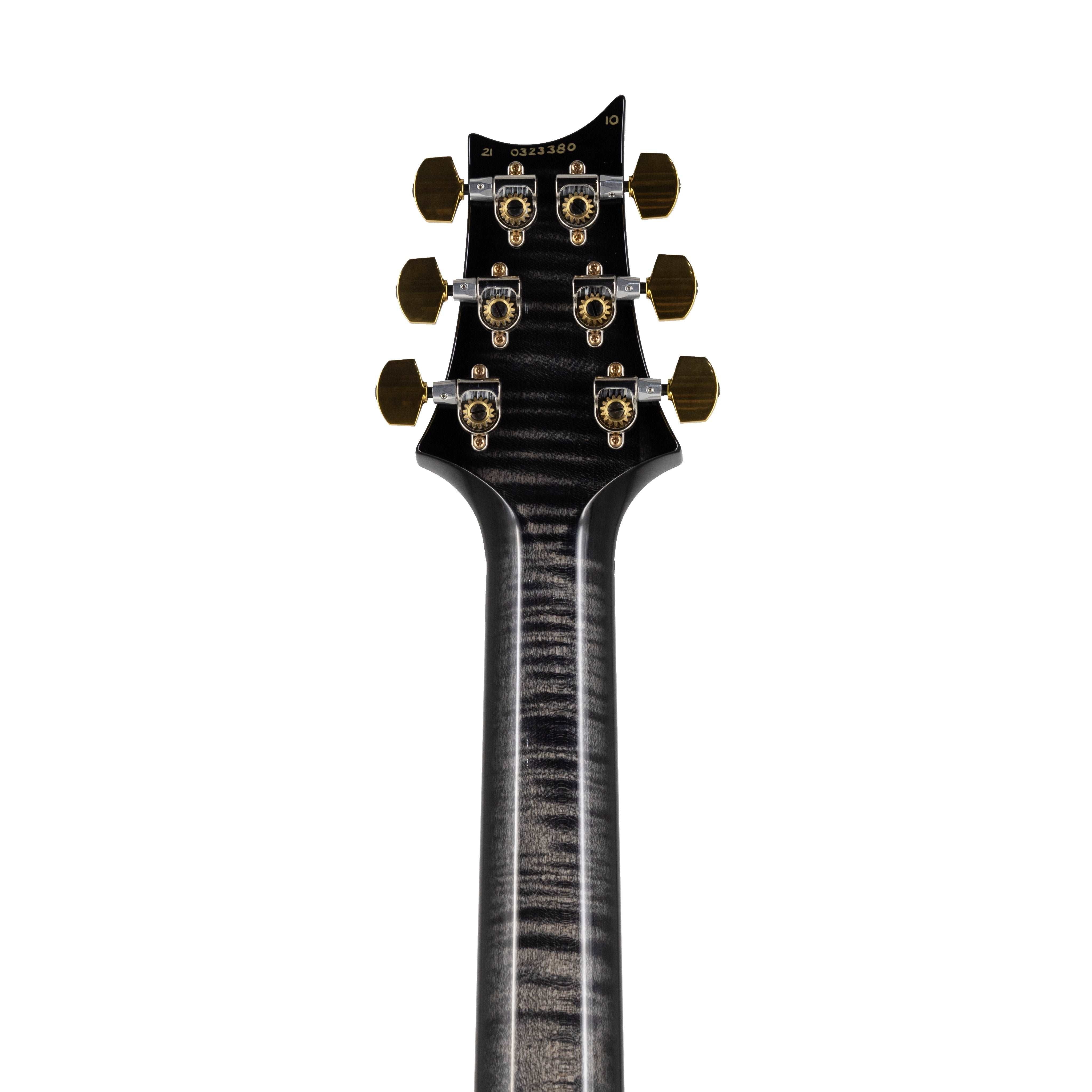 PRS Custom 24 Quilt 10 Top Electric Guitar w/Stained Maple Neck, Charcoal Burst - Zoso Music