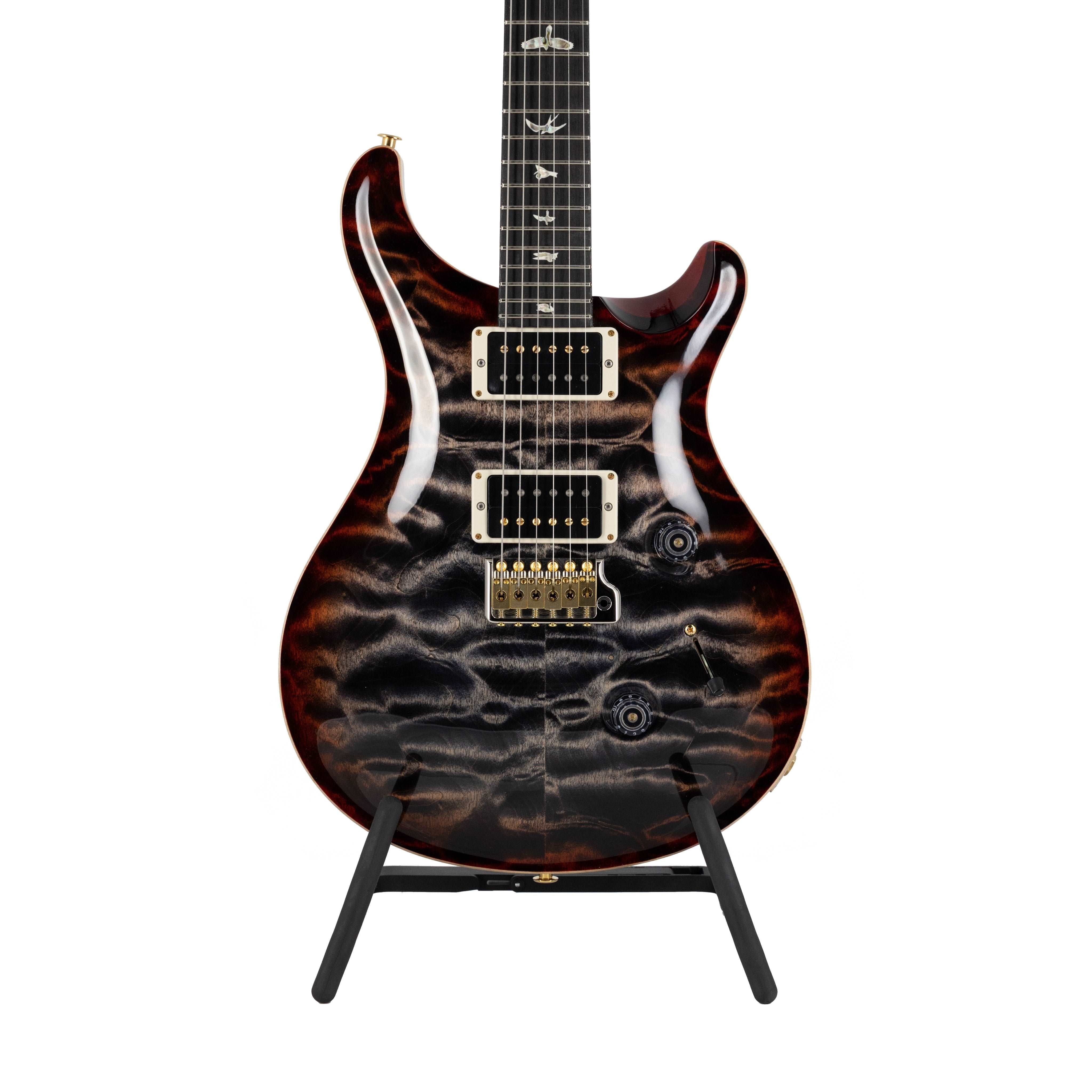 PRS Custom 24 Quilt 10-Top Electric Guitar w/ Pattern Thin Neck, Charcoal Cherry Burst - Zoso Music