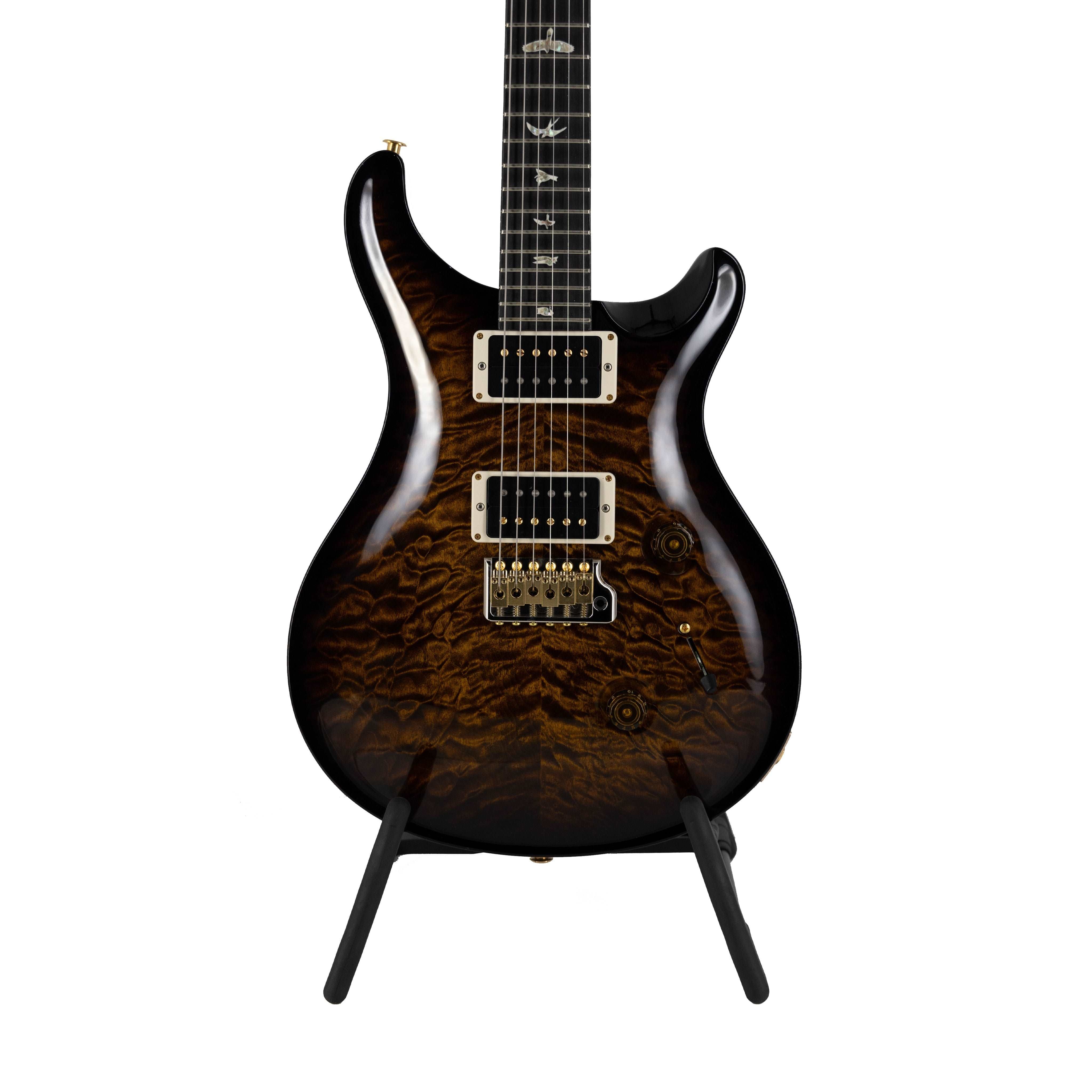 PRS Custom 24 Quilt 10-Top Electric Guitar w/Stained Maple Neck, Black Gold Wrap Burst - Zoso Music