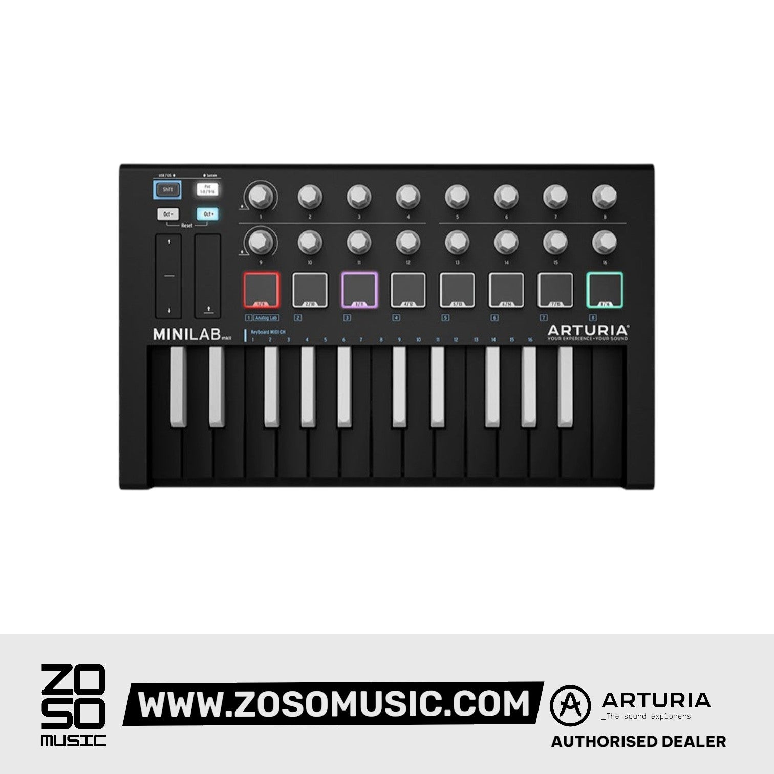Arturia MiniLab Mk 2 USB Keyboard Controller INVERTED Edition Zoso Music