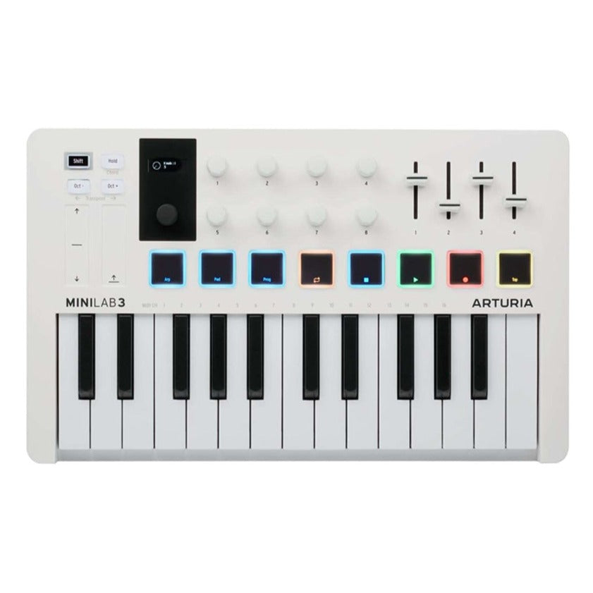 Arturia MiniLab Mk3 25 Slim-Key Controller, White Zoso Music