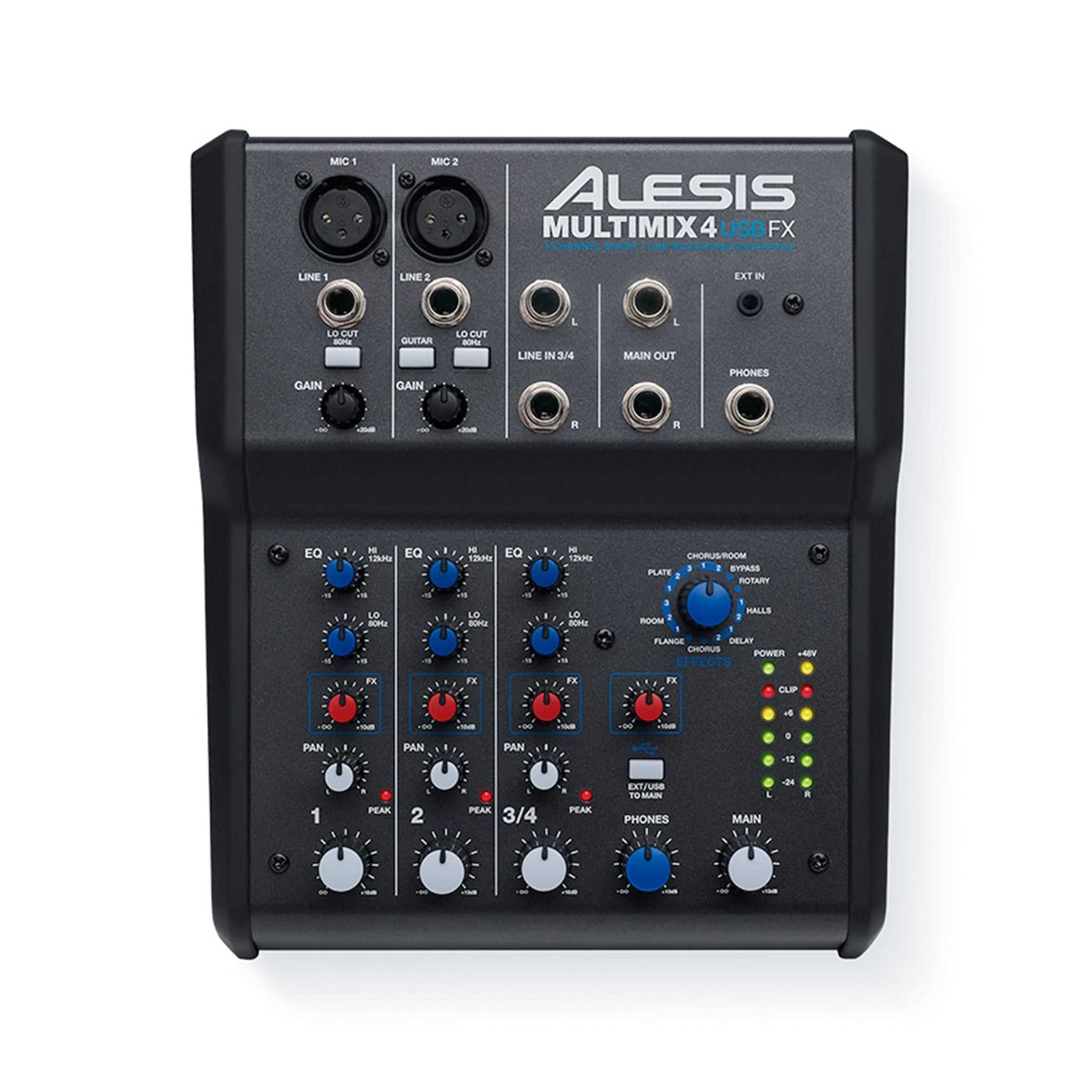 Alesis MultiMix 4 USB FX Four-channel Mixer with Effects and USB Audio | Zoso Music Sdn Bhd