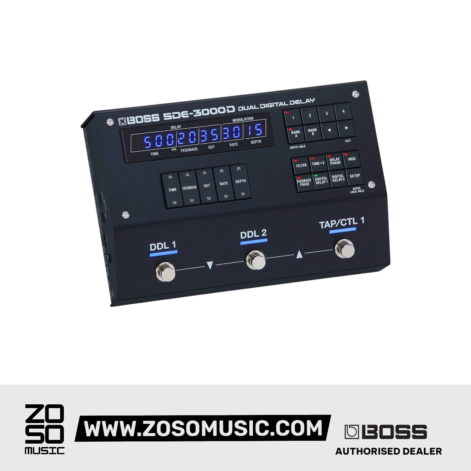 Boss SDE-3000D Dual Digital Delay Pedal |  BOSS |  SUSTAIN PEDALS |  Zoso Music