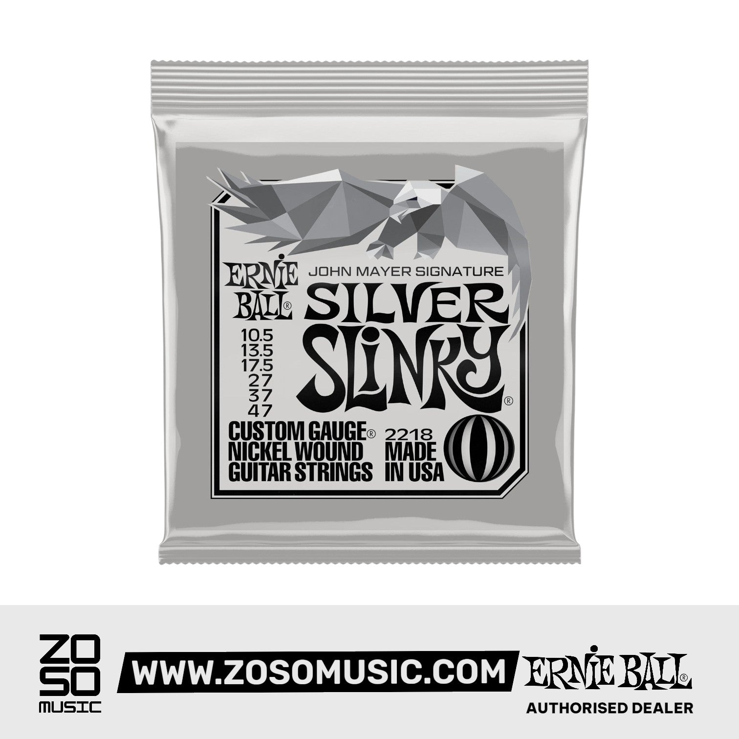 Ernie Ball John Mayer Silver Slinky Nickel Wound Electric Guitar Strings, 10.5-47 | Zoso Music Sdn Bhd