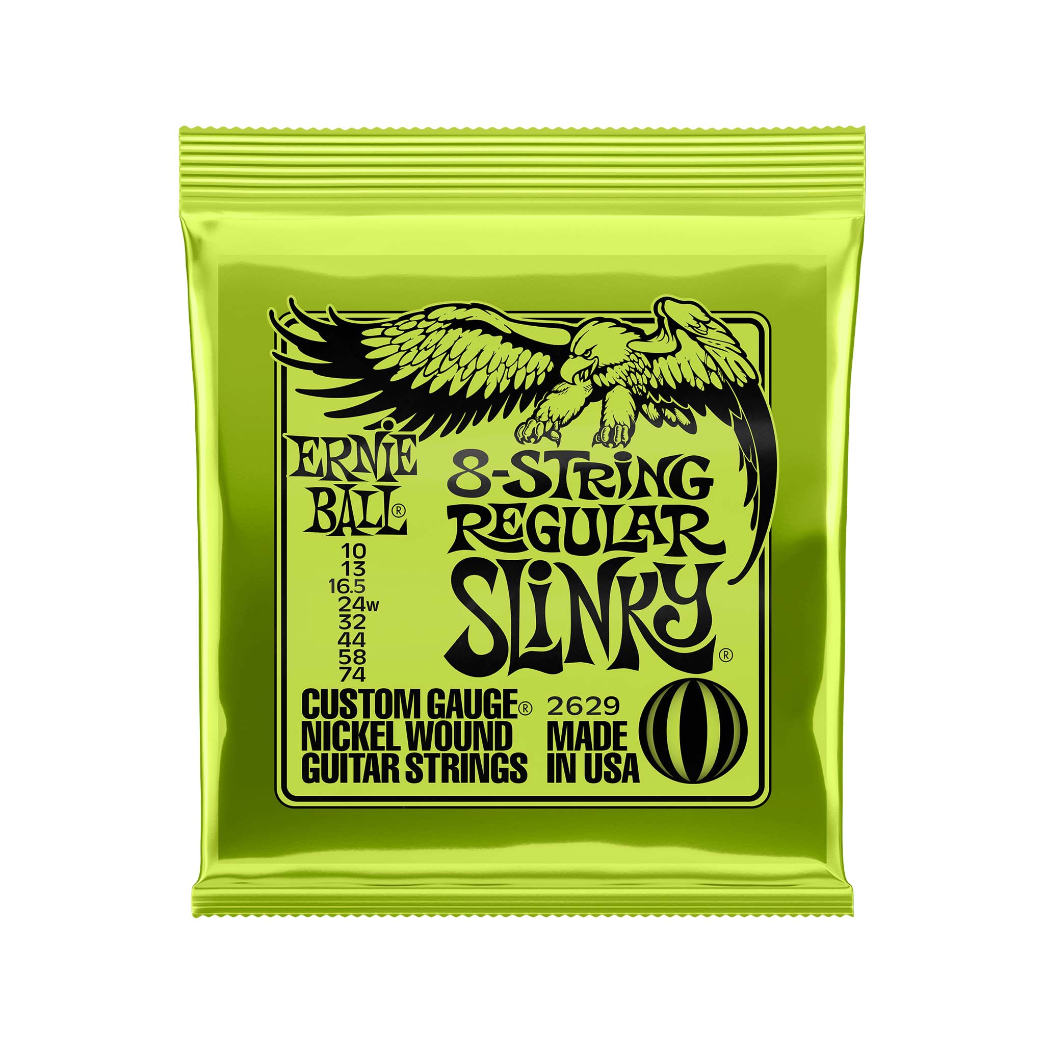 Ernie Ball Regular Slinky 8-String Nickel Wound Electric Guitar Strings, 10-74 | Zoso Music Sdn Bhd