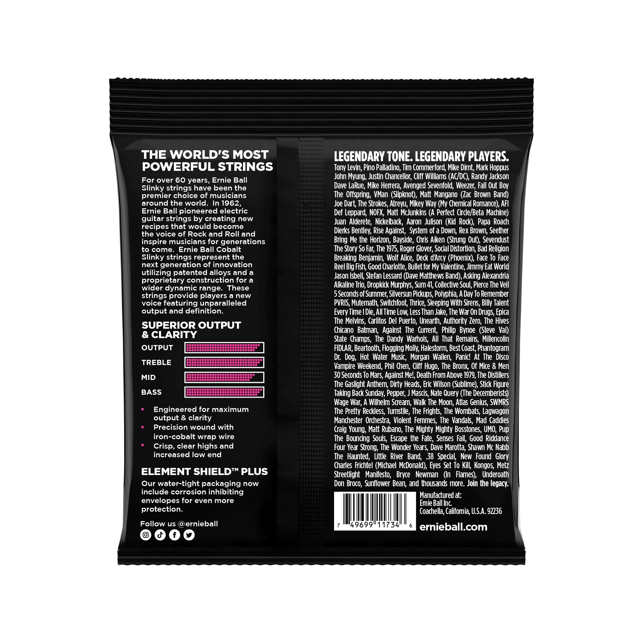 Ernie Ball Super Slinky Cobalt 5-String Electric Bass Guitar Strings, 40-125