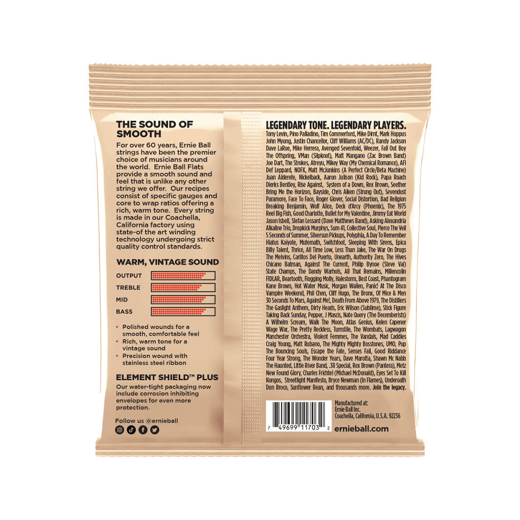 Ernie Ball Short Scale Flatwound Group 2 Electric Bass Strings, 45-105